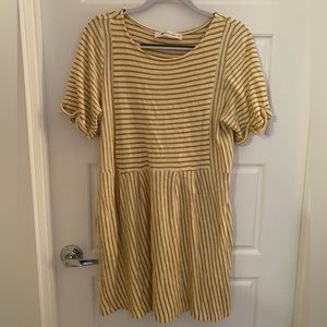 The Impeccable Pig Yellow and White Striped Dress